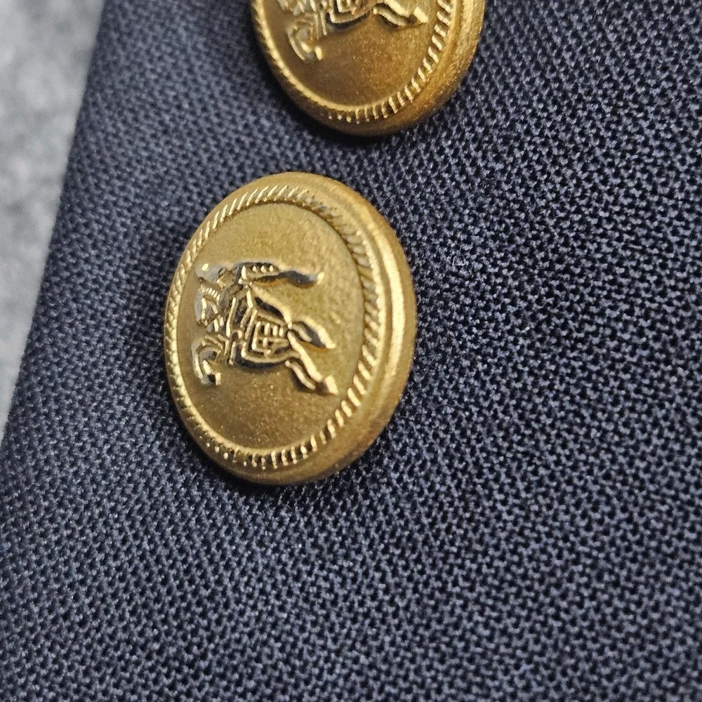 Vtg Burberry London Blazer Mens‎ 48L Navy Blue 100% Wool Single Breasted Button